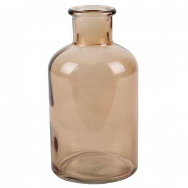 Glas Flaschen Väschen, rund in Taupe, 13 cm