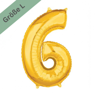 Großer Folien Zahlenballon 6 in Gold, 74 cm