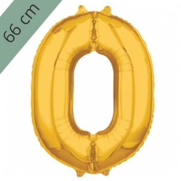 Großer Folien Zahlenballon 0 in Gold, 66 cm
