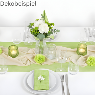 Dekobeispiel Frühlingstisch in Hellgrün mit den Glas Väschen mit Rautenmuster, klar, 10,5 cm und 13,5 cm.