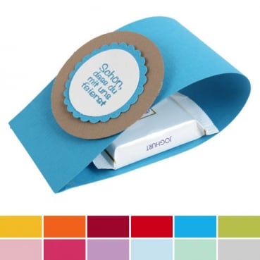 Gastgeschenk Banderole Geburtstag, Kommunion, Konfirmation, Taufe mit Schokolade in 12 Farben