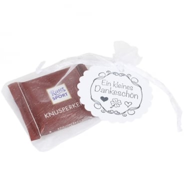 Gastgeschenk Organzasäckchen -Ein kleines Dankeschön- mit Schokolade