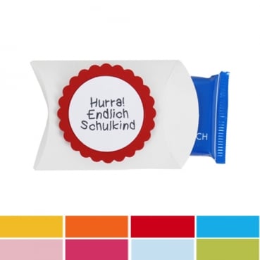 Schokogeschenk, Bonboniere -Hurra! Endlich Schulkind-, Schulanfang, mit Schokolade, in 8 Farben