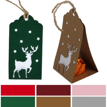 Gastgeschenk Weihnachten, Hirsch & Sterne mit Schokolade, in 6 Farben