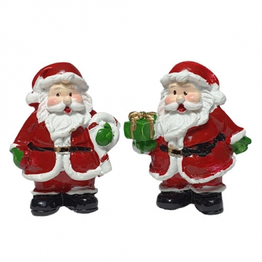 2er Set Gastgeschenk Weihnachtsmänner mit Zuckerstange & Geschenk, 46 mm