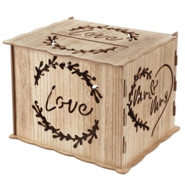 Holz Geldgeschenke Box, Hochzeit -Love, Mr & Mrs-, 30 cm