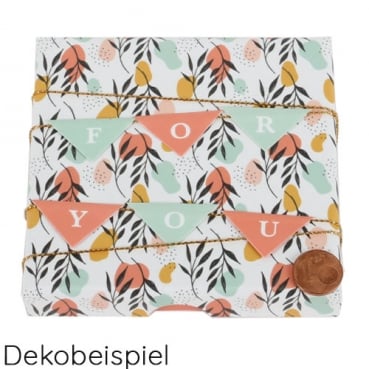 Kleine Geschenkschachtel mit Grußkärtchen, Wimpel, 10 x 10 x 1,2 cm Kleine Geschenkschachtel mit Grußkärtchen, Wimpel, 10 x 10 x 1,2 cm.