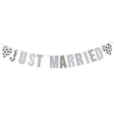 3 Meter Hochzeits-Girlande Just Married, Herz, 14 cm