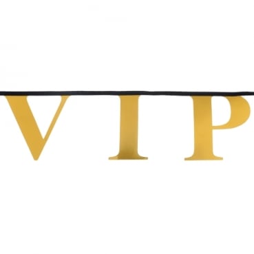 2,5 Meter Girlande, Partykette VIP in Schwarz/Gold,