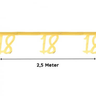 2,5 Meter Girlande, Geburtstag, -18- in Gold, 20,5 cm