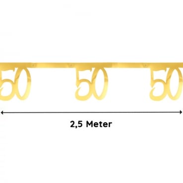 2,5 Meter Girlande, Geburtstag, -50- in Gold, 20,5 cm