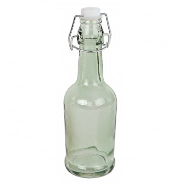 Glas Flaschen Vase mit Bügelverschluss in Hellgrün, 21 cm