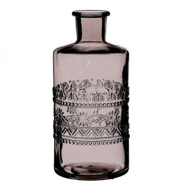 Glas Flaschen Vase in Anthrazit, 15 cm, Muster 3