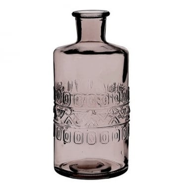 Glas Flaschen Vase in Anthrazit, 15 cm, Muster 2