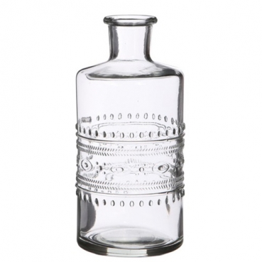 Glas Flaschen Vase, klar, 15 cm, Muster 1