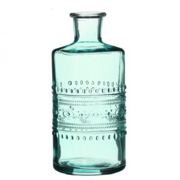 Glas Flaschen Vase in Aqua, 15 cm, Muster 1