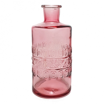 Glas Flaschen Vase in Softpink, 15 cm, Muster 2
