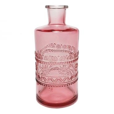 Glas Flaschen Vase in Softpink, 15 cm, Muster 3