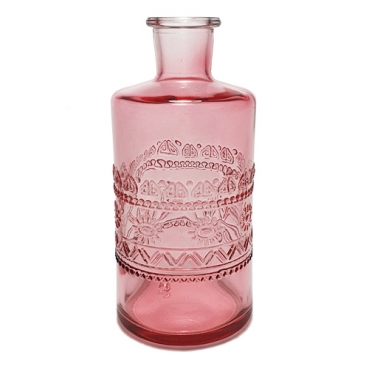 Glas Flaschen Vase in Softpink, 15 cm, Muster 3