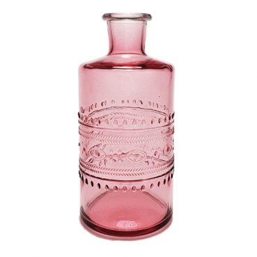 Glas Flaschen Vase in Softpink, 15 cm, Muster 1