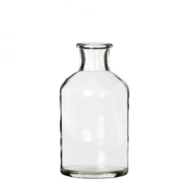 Glas Flaschen Väschen, rund, klar, 12,5 cm