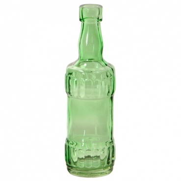 Kleines Glas Flaschen Väschen, Vintage in Grün, 17 cm