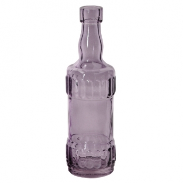 Kleines Glas Flaschen Väschen, Vintage in Lila, 17 cm