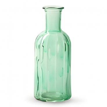 Glas Flaschen Vase Vintage mit Rillen, Norinne in Mintgrün, 19 cm
