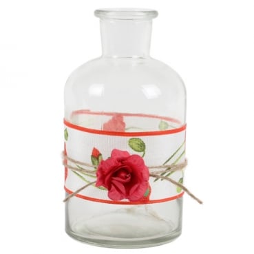 Glas Flaschen Väschen Mohnblumen, 12 cm