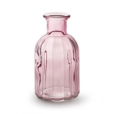 Glas Flaschen Vase Vintage, Norinne in Rosa, 14 cm