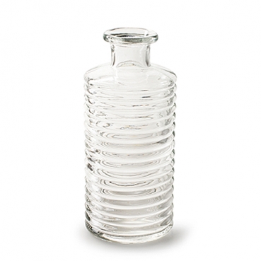 Glas Flaschen Vase mit Querstreifen, klar, 21,5 cm