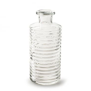 Glas Flaschen Vase mit Querstreifen, klar, 21,5 cm