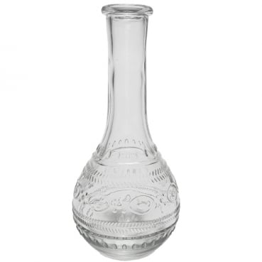 Glas Flaschen Vase, Vintage, klar, 17 cm, Muster 3