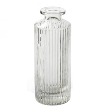 Glas Väschen schmal, gestreift, klar, 13,2 cm