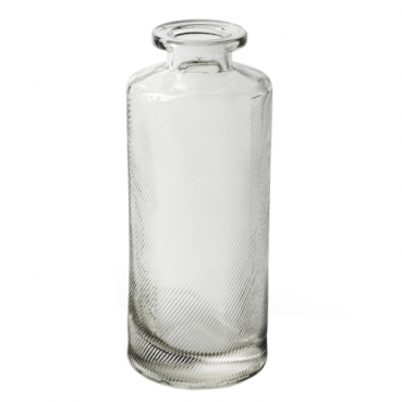 Glas Väschen schmal, feine Struktur, klar, 13,2 cm