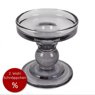 Glas Kerzenständer, 2. Wahl, für Stab- und Stumpenkerzen in Grau, 90 mm