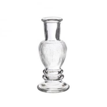 Glas Kerzenständer, Väschen, gestreift, klar, 12 cm