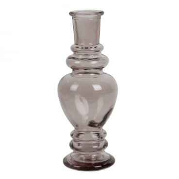 Großer Glas Kerzenständer, Vase in Anthrazit, 16 cm
