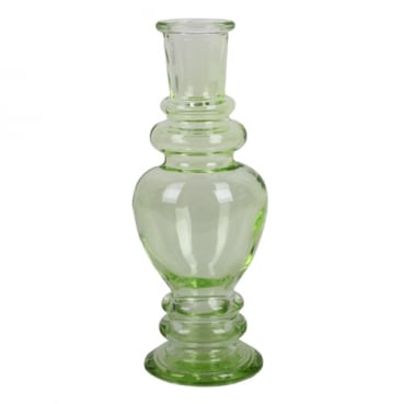 Großer Glas Kerzenständer, Vase in Hellgrün, 16 cm