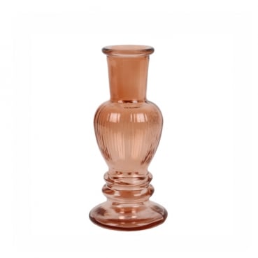 Glas Kerzenständer, Väschen, gestreift in Terracotta, 12 cm
