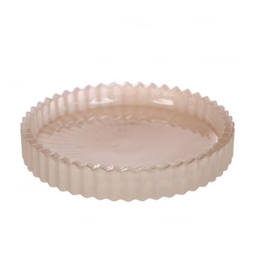 Glas Kerzenteller Elegant mit Rand in Nude matt, 98 mm