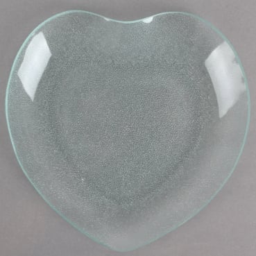 Glas Untersetzer, Schale Herz, mit Struktur in Klar, 24,5 cm.