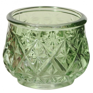 Teelichtglas, Windlicht, Vintage in Grün, 75 mm
