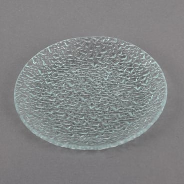 Glas Kerzenteller rund mit Struktur, 11,7 cm