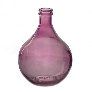Glas Flaschen Väschen, bauchig, glatt in Aubergine, 15 cm