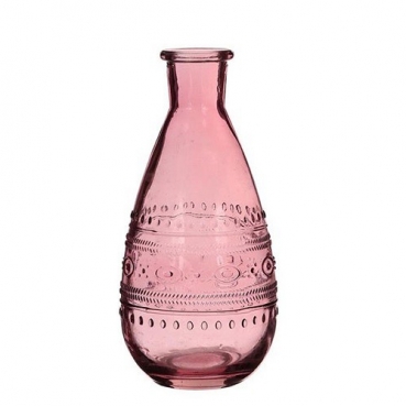 Glas Flaschen Vase bauchig in Soft Pink, 15,8 cm, Muster 1