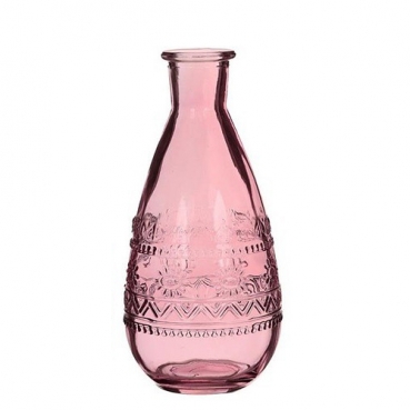 Glas Flaschen Vase bauchig in Soft Pink, 15,8 cm, Muster 3