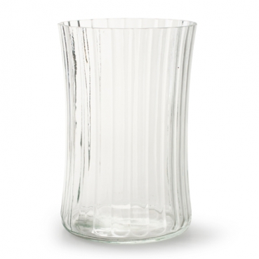 Glas Vase, gestreift, geschwungen, klar, 18,5 cm