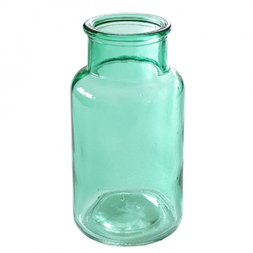 Glas Flaschen Vase, große Öffnung in Smaragdgrün, 13 cm