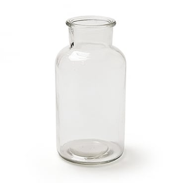 Glas Flaschen Vase, große Öffnung, klar, 16,5 cm